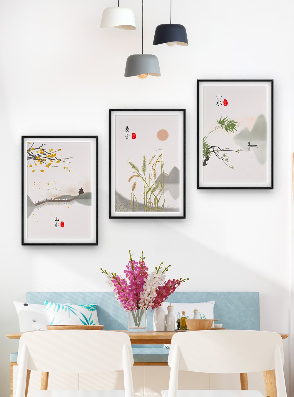 Hoa lá tranh vẽ CHL3-045-KG